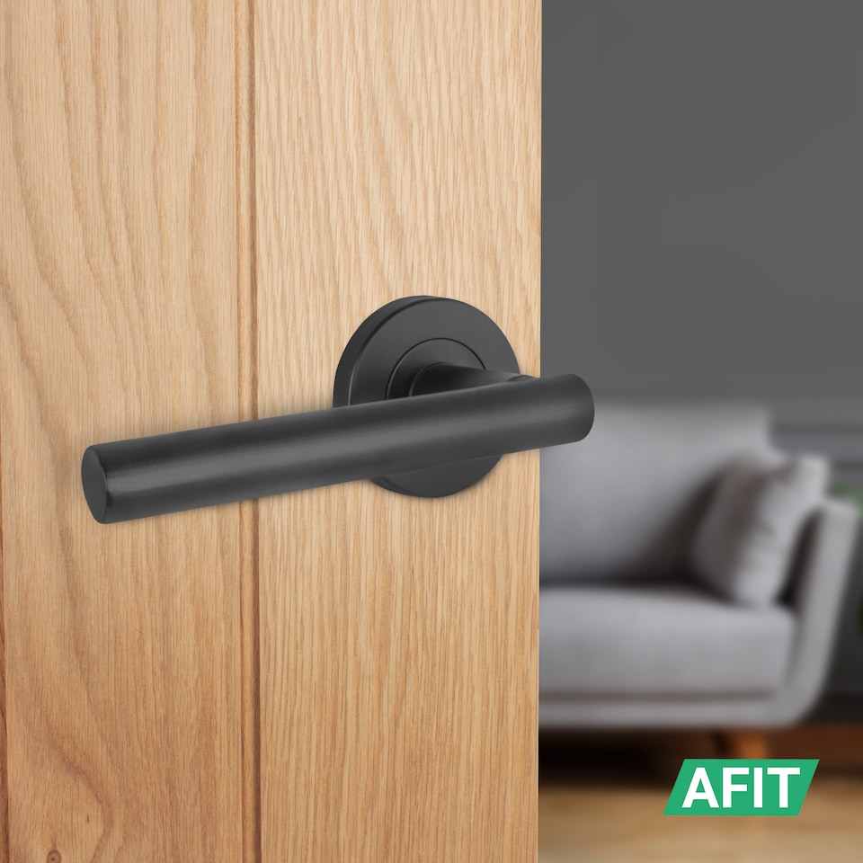 image 1 of AFIT Black Door Handles Round Rose T-Bar 1 Pair Olvera Range
