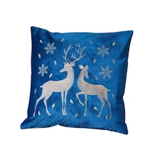 45 x 45cm Soft Fabric Christmas Reindeer Chair Cushion in Sapphire Blue