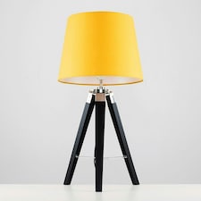ValueLights Black Floor Lamp Yellow Shade