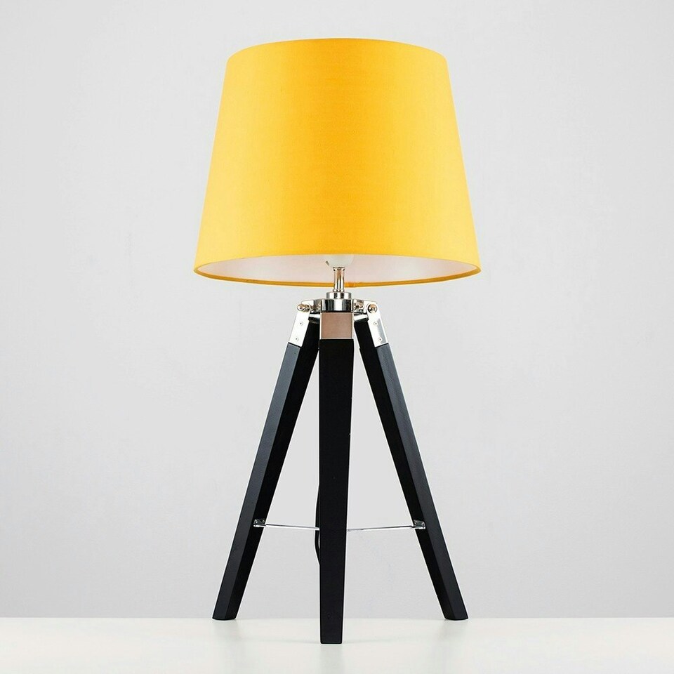 image 1 of ValueLights Black Floor Lamp Yellow Shade