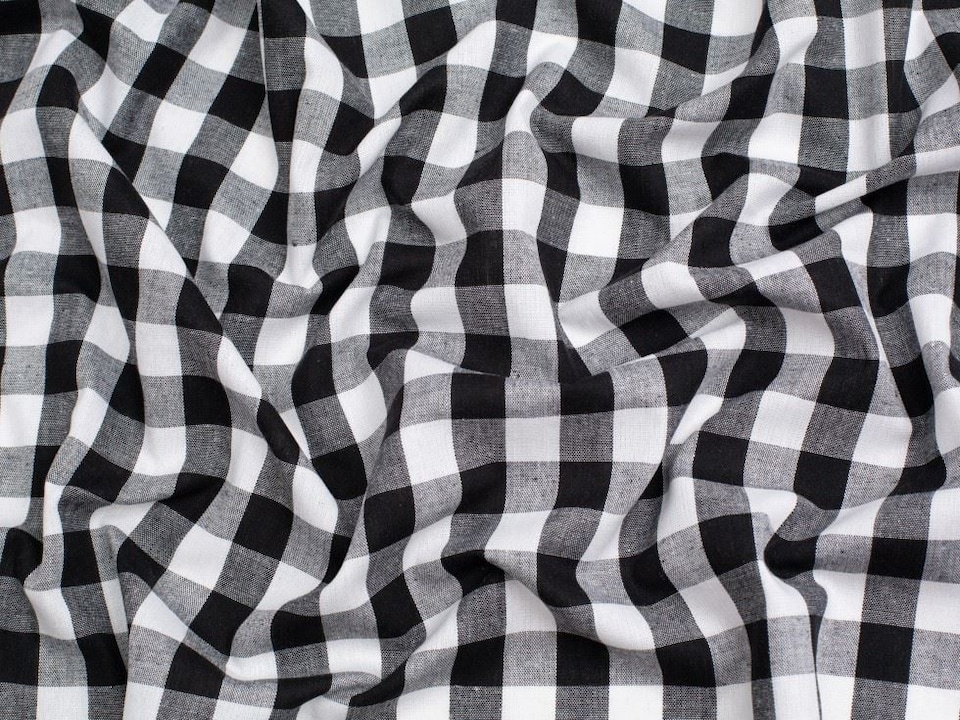 Minerva Core Range Black 3/4 inch 100% Cotton Gingham Fabric for Dressmaking, 140cm / 55" Wide - per metre