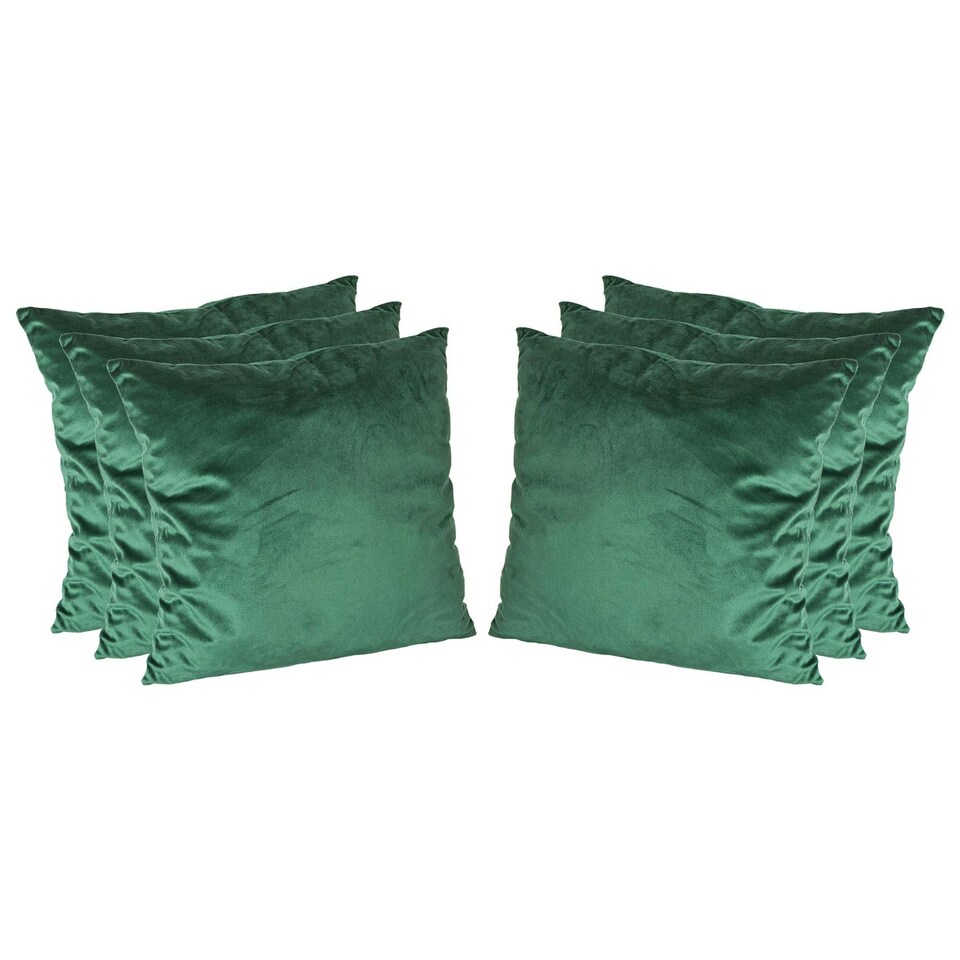 image 1 of Nicola Spring Square Velvet Cushions - 55cm x 55cm - Green - Pack of 6 Green