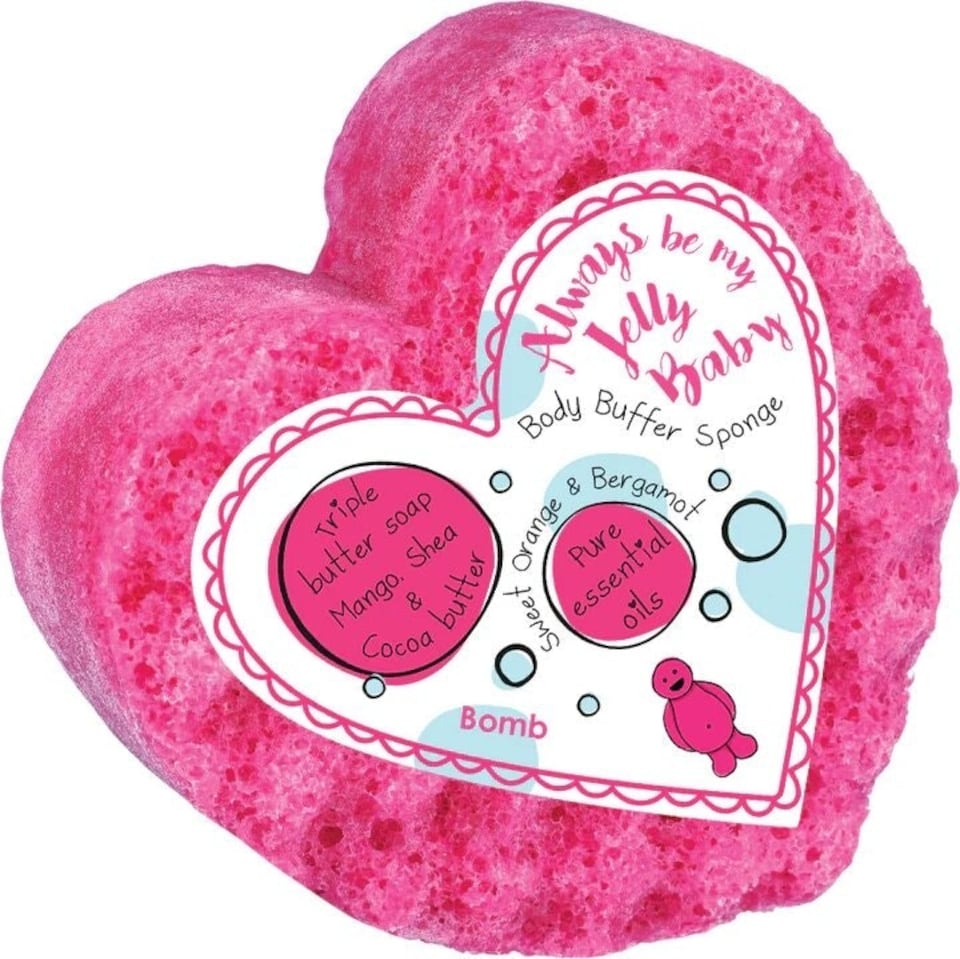 Bomb Cosmetics Body Buffer Soap Shower Sponge Always Be My Jelly Baby