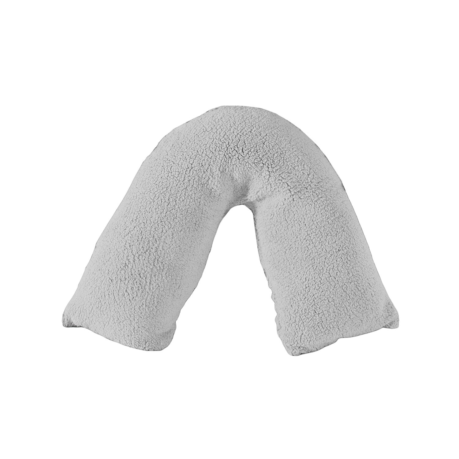 Snug City Teddy Bear Fleece Super Soft Cosy V Shape Pillowcase in Silver