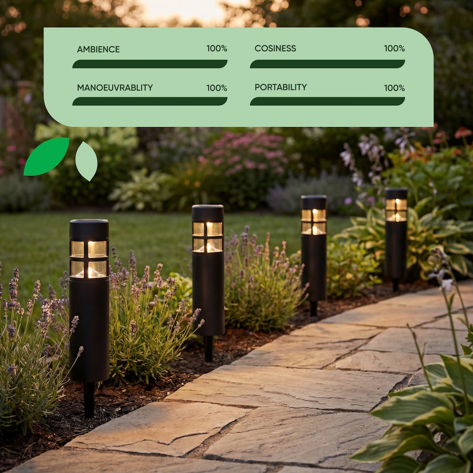 image 1 of Gardenwize Solar Garden Stake Lights Pathway Patio 4 Pack