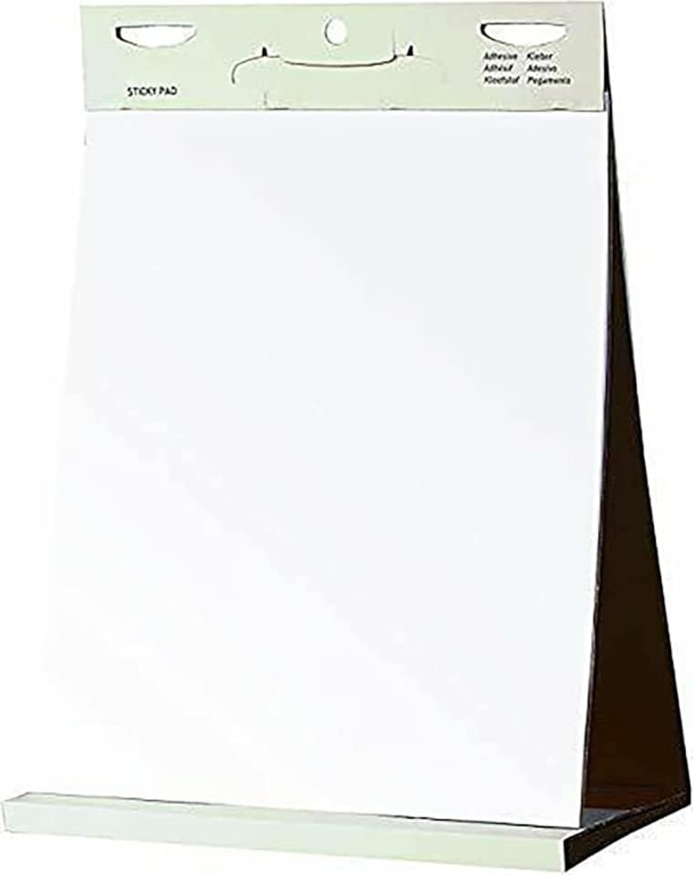 image 1 of KAV Tabletop Self Stick Flipchart Paper Pad Plain 20 Sheets for Office School Home - 58.5 x 50cm (Pack of 6)