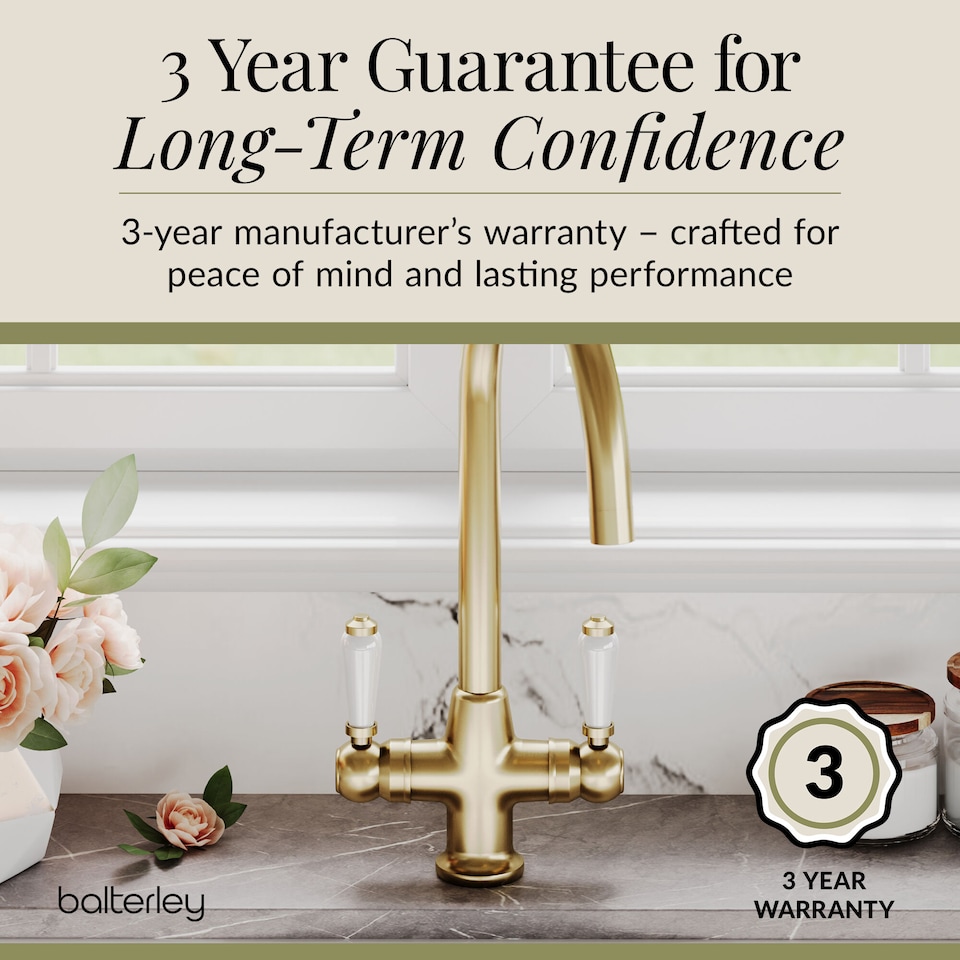 image 1 of Traditional Kitchen Sink Mono Mixer Tap - Brushed Brass Lever Handles | Copper | Brushed Brass | 1