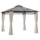 image 1 of Outsunny 3 x 3 (m) Double Roof Hard Top Gazebo w/Nettings & Curtains, Khaki
