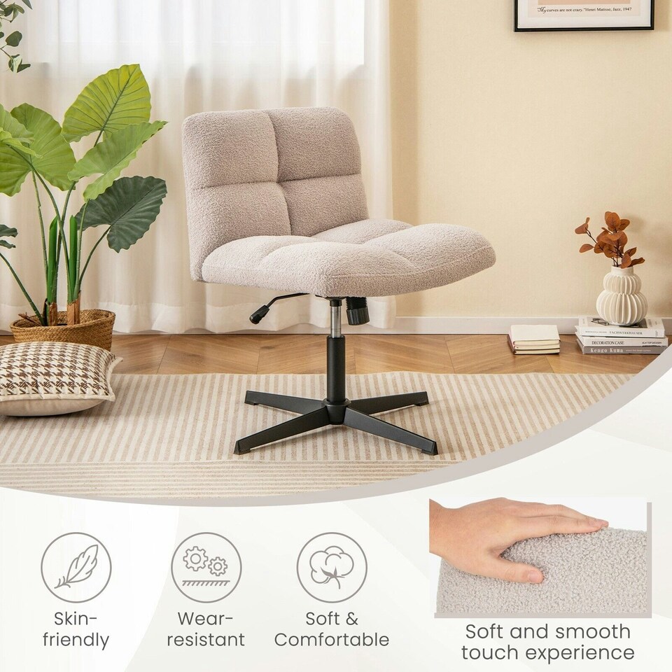 image 1 of COSTWAY Armless Home Office Chair Swivel Desk Chair Grey Grey