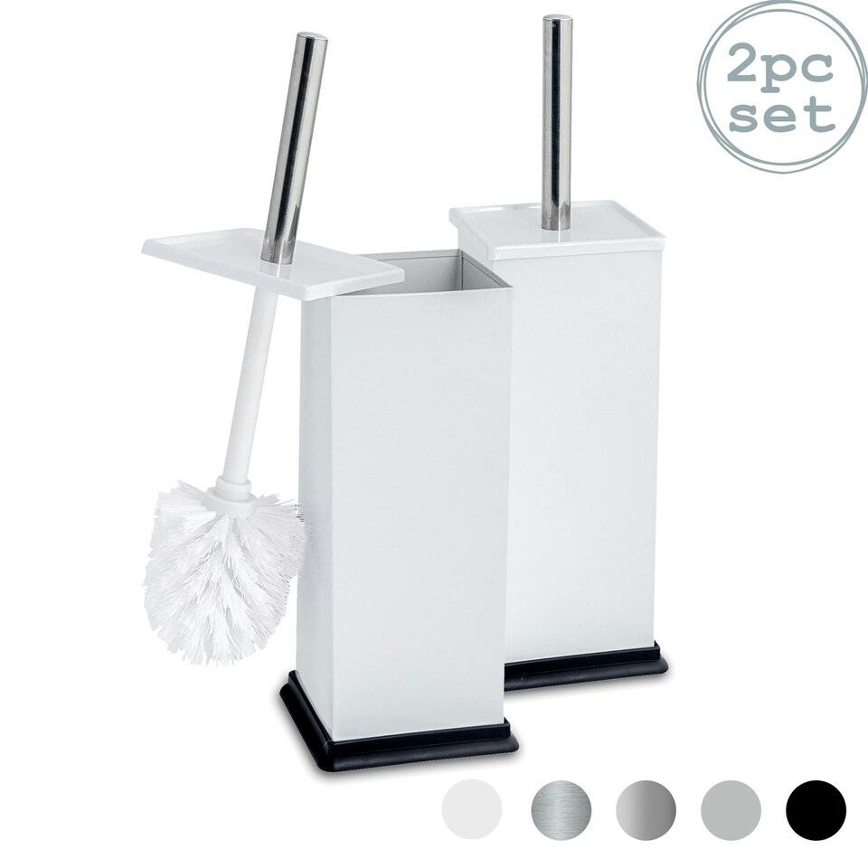 image 1 of Harbour Housewares Square Toilet Brushes - White - Pack of 2 White
