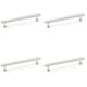 image 1 of 4 PACK - Straight Square Bar Pull Handle Polished Nickel 160mm Centres SOLID BRASS Drawer