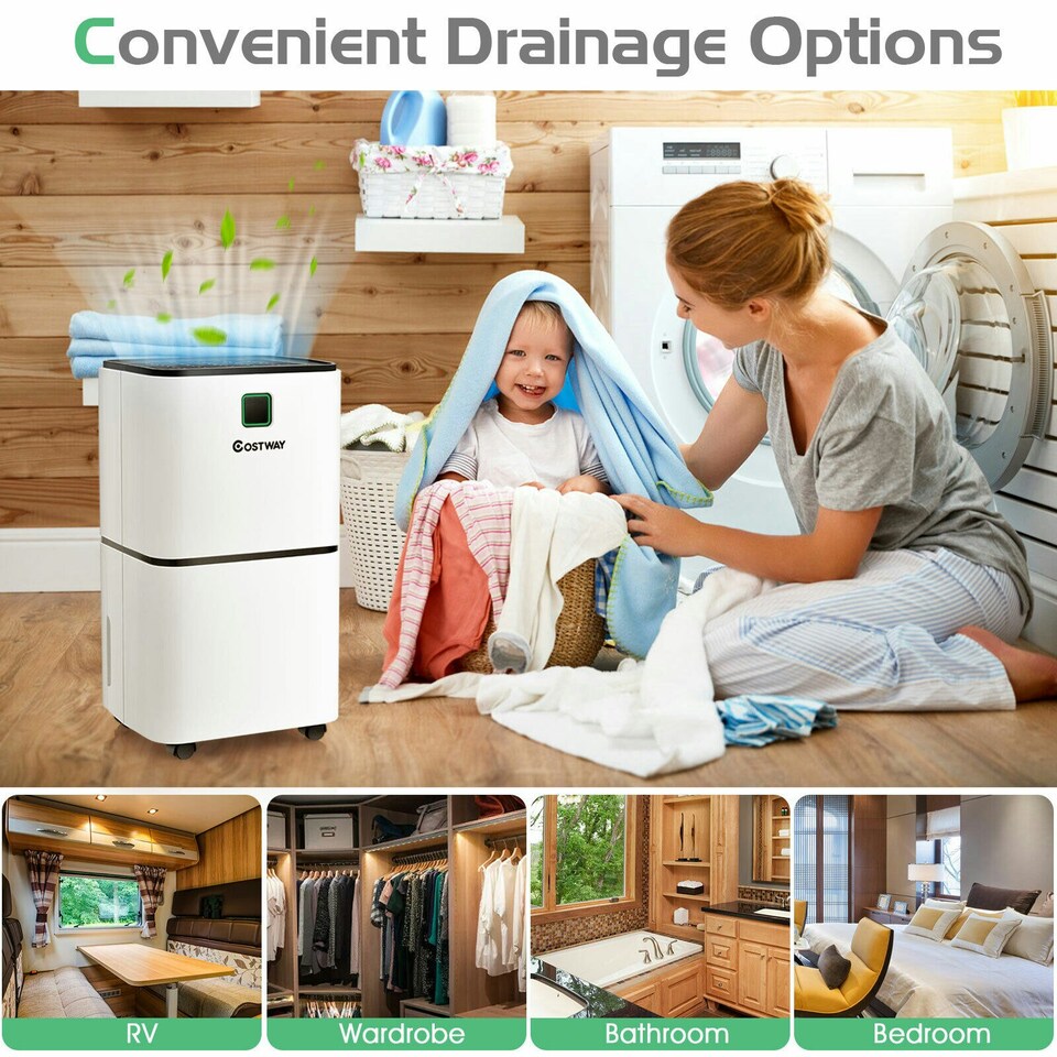 image 1 of COSTWAY 12L/D Portable Room Dehumidifier W/ Digital Control Panel