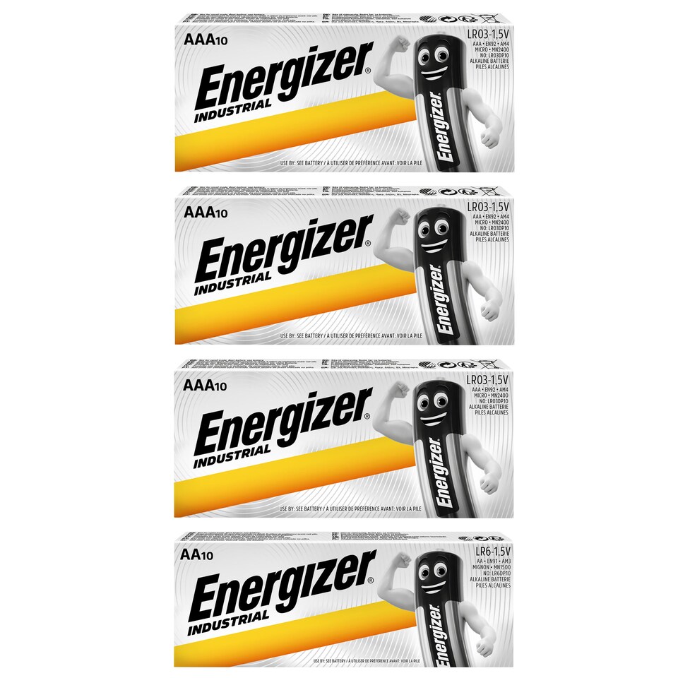Energizer AA & AAA Industrial Batteries - Pack of 40 (10x AA & 30x AAA) | Chrome | Not provided | 4