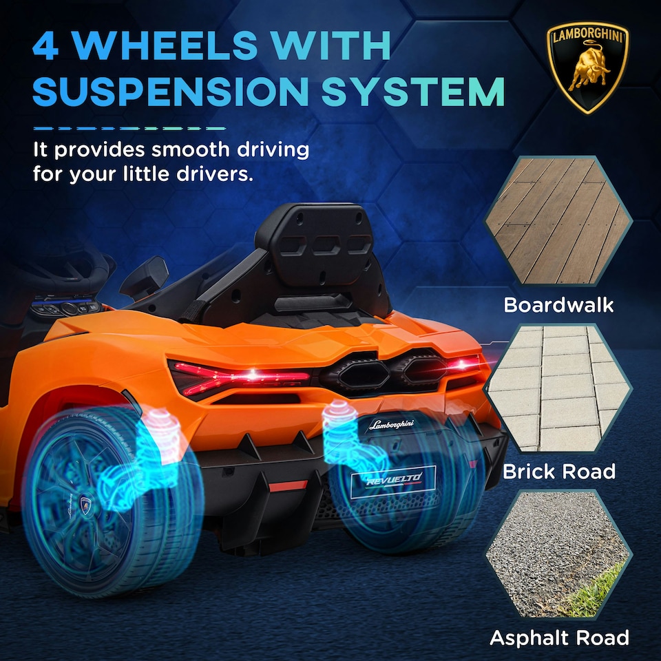 image 1 of AIYAPLAY Lamborghini Revuelto Licensed Ride On Car, with Suspension, Orange