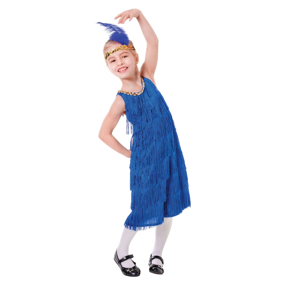 Bristol Novelty Childrens/Girls Flapper Costume - Blue - S S
