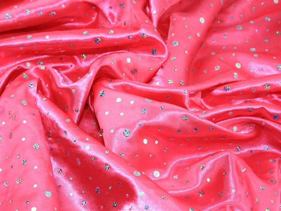 Pink Sequin Satin Fabric for Dressmaking, 150cm / 59" Wide - per metre