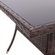 image 3 of Living and Home Square Wicker Tempered Glass Table with Parasol Hole - Brown Brown