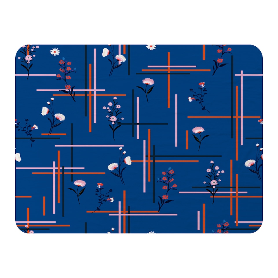 image 1 of Flowers With Check Grid For Fashion Blanket | Multi