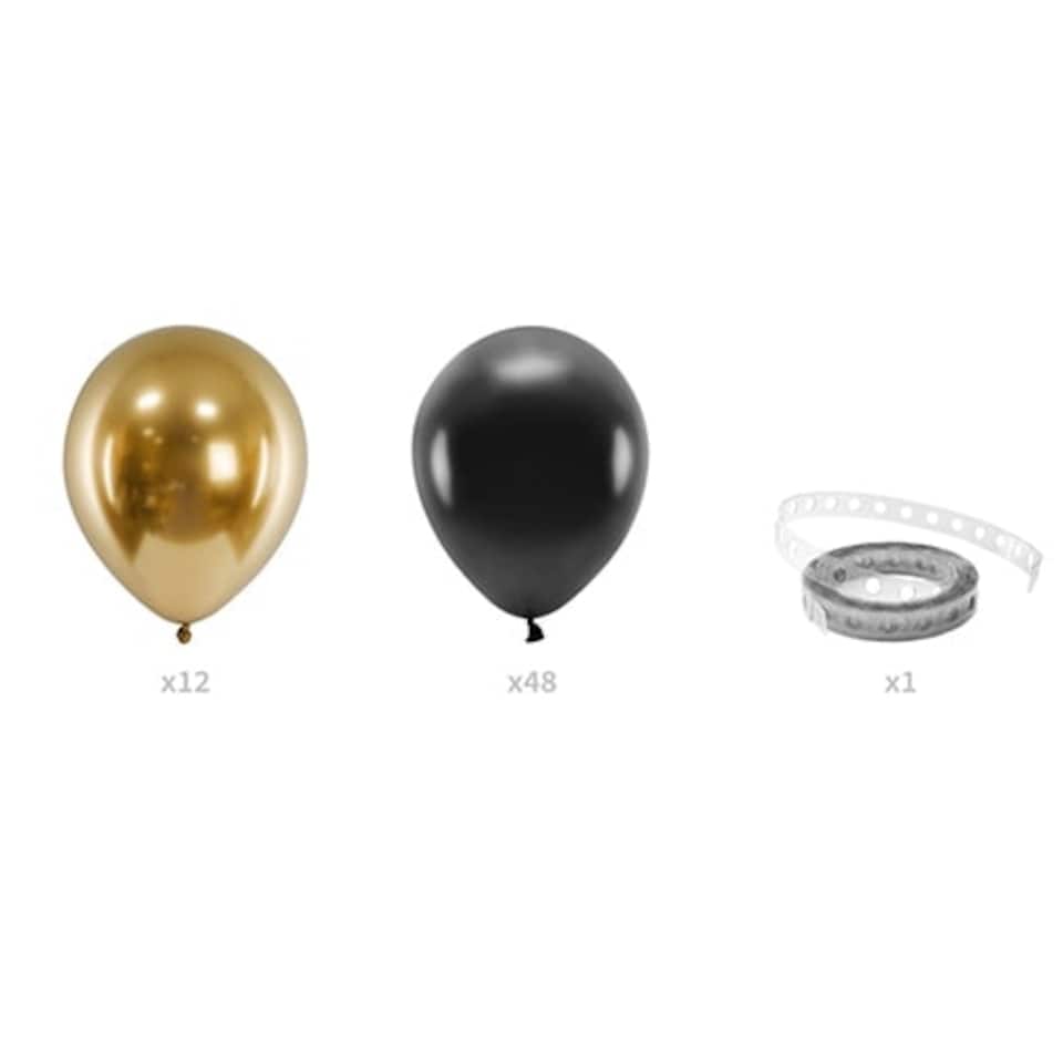 image 1 of Black & Gold DIY Premium Balloon Kit