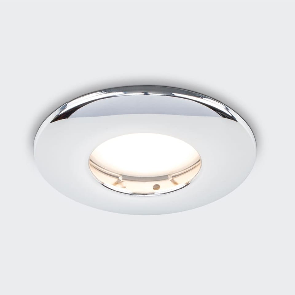 image 1 of ValueLights Downlight Fire Rated IP65 Chrome Ceiling Light Fitting Single Pack