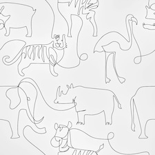 Sample of Lines At The Zoo Wallpaper in Monochrome Multi