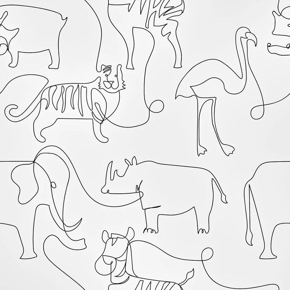 Sample of Lines At The Zoo Wallpaper in Monochrome Multi