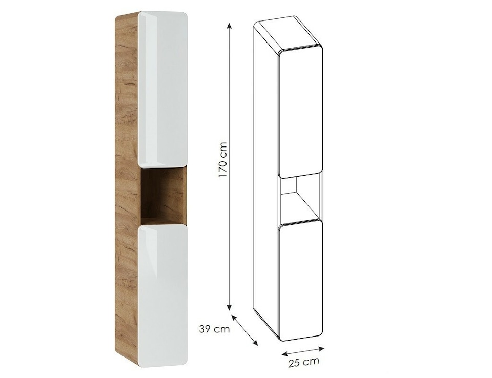 image 1 of Bathroom Furniture Set Vanity Unit 400mm Sink Tall Cabinet White Gloss Oak Aruba