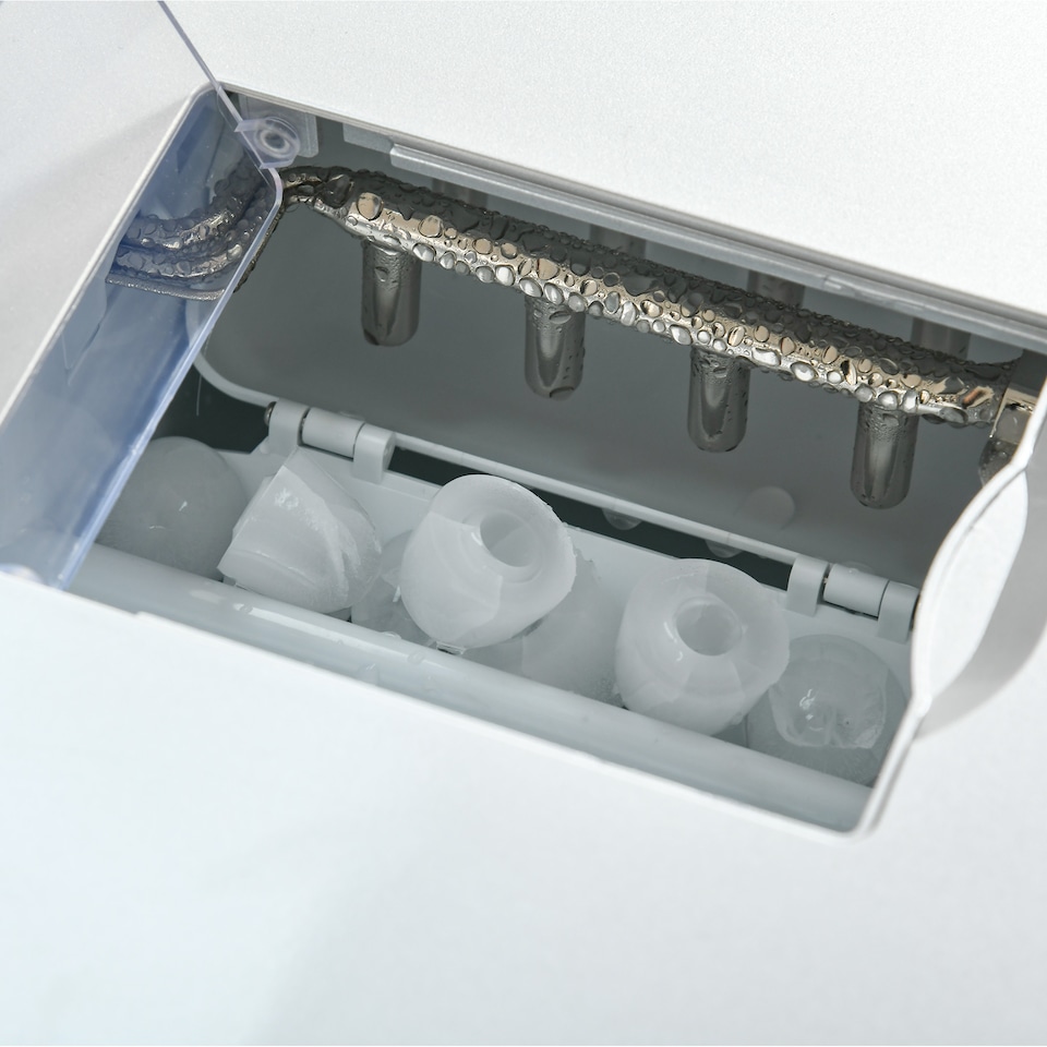 image 1 of HOMCOM 3L Ice Maker Machine and Water Dispenser, 12kg in 24H, 2 Size Options 9 Ice Cubes Ready in 6-10 Mins Countertop Ice Machine for Home, Kitchen, Office, Bar, Silver