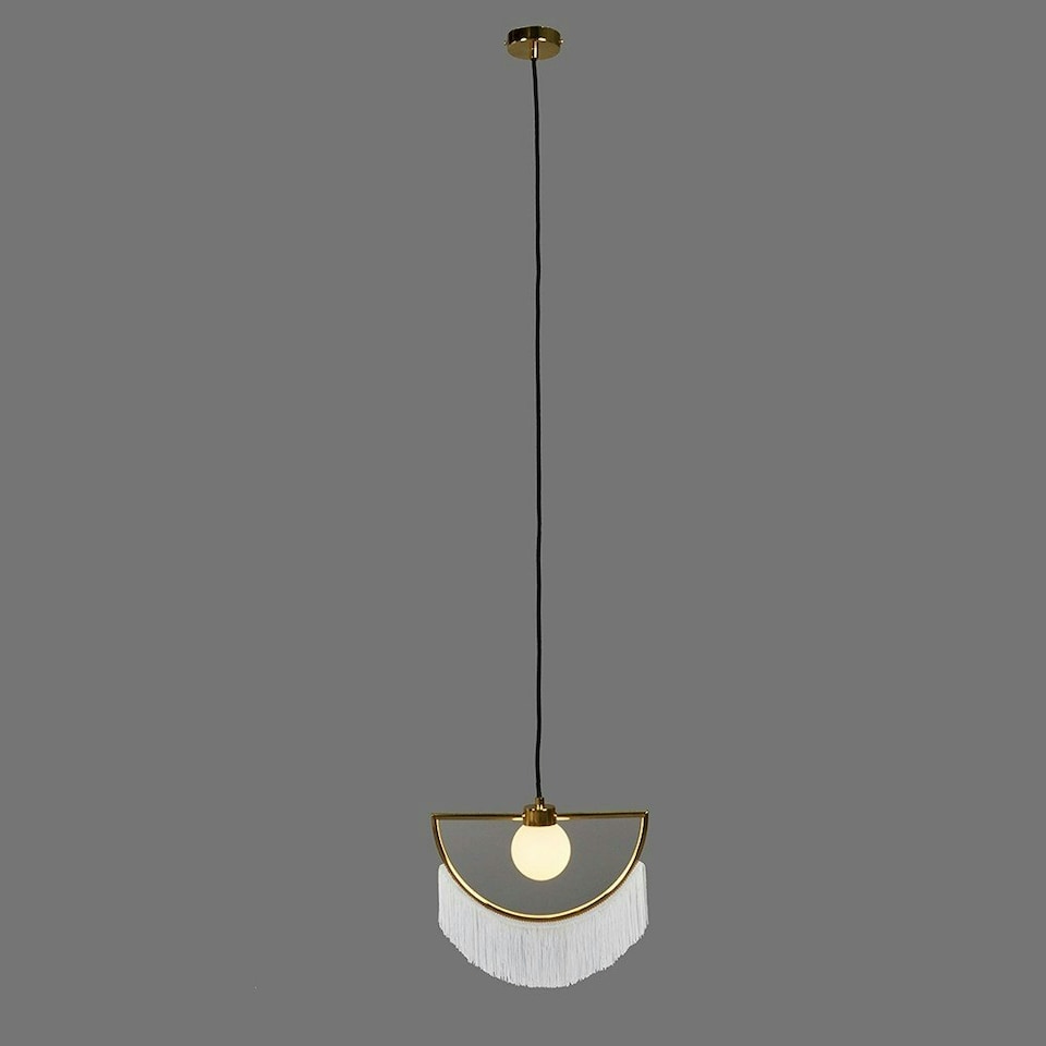 image 1 of ValueLights Jupiter Polished Brass Ceiling Light Pendant With White Tassels
