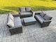 image 1 of Fimous Dark Grey 6 Seater Outdoor Rattan Garden Furniture Set Patio Love Sofa Rectangular Coffee Table Set