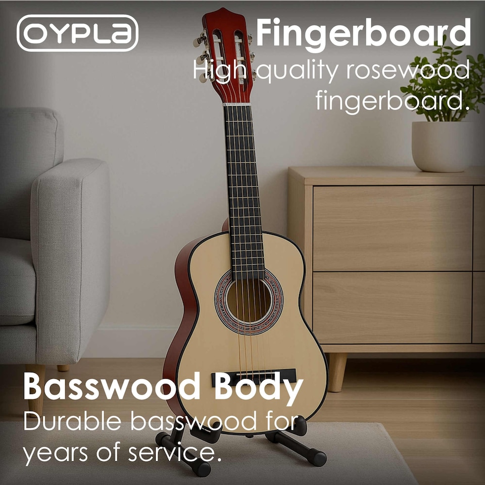 image 1 of 34 Inch Half Size 6 String Classical Acoustic Guitar | Brown