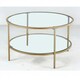 image 3 of Industrial 2 Tier Round Coffee Table With Tempered Glass Gold