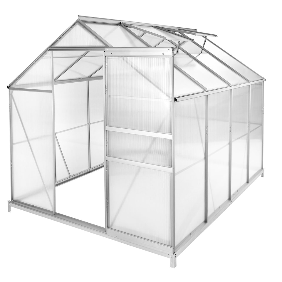 image 1 of Aluminium greenhouse with foundation, 185x250x195cm