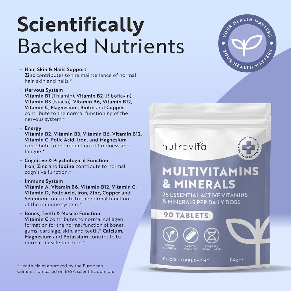 image 1 of Nutravita Multivitamin Tablets - 26 Essential Vitamins & Minerals, Vitamin C, D, Iron, Zinc - Immune System Support - Made in The UK - 90 Vegan Tabs