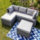 image 3 of Nustone Garden Patio Rattan 3 Seat Sofa Set with Chaise Lounger and Footrest in Light Grey Grey | Light Grey