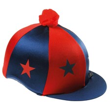 Capz Starz & Pom Pom Motif Cap Cover - Navy/Red - One Size Blue | One Size