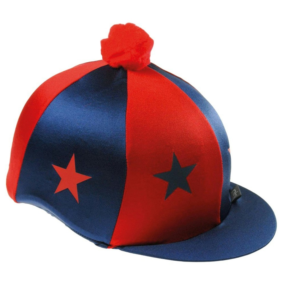 image 1 of Capz Starz & Pom Pom Motif Cap Cover - Navy/Red - One Size Blue | One Size