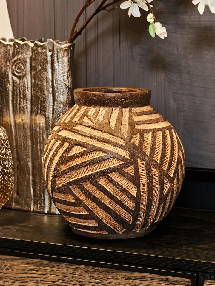 image 1 of Darnell Round Brown Planter Brown | Brown