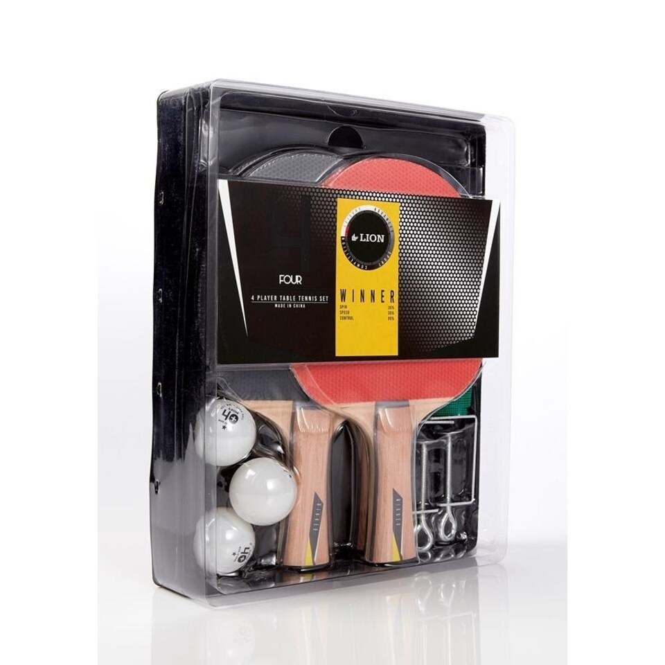 Lion Table Tennis Set - Black/Red/White - One Size