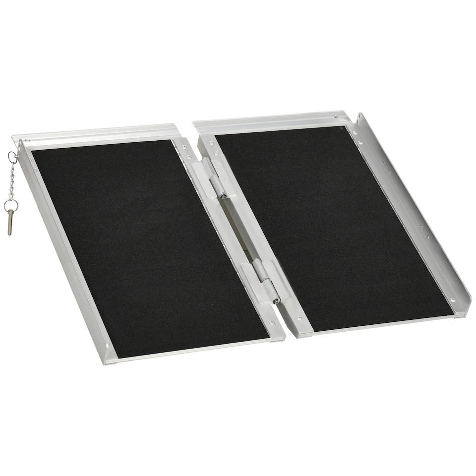 image 1 of HOMCOM Duo Wheelchair Ramp Pushchair Mobility Assistance w/Carry Handle 72x61cm