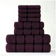 image 1 of VELVETIO 8 Piece Towel Bale Set Boston Shiny Stripe Pattern - 100% Cotton, 450 GSM Purple | Aubergine