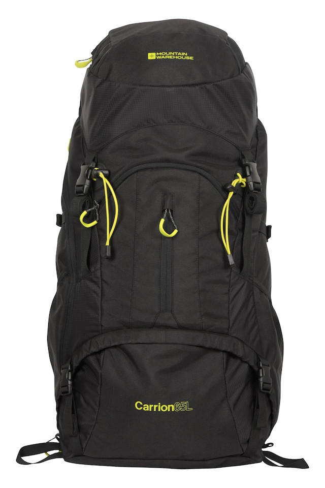 image 1 of Mountain Warehouse Carrion 65L Rucksack Padded Airmesh Hiking Camping Travel Backpack