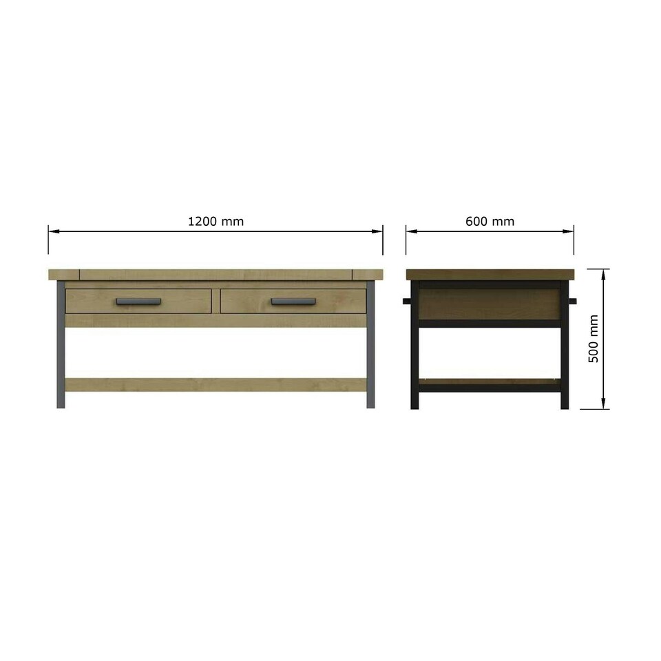 image 1 of Lowry 2 Drawer Coffee Table Driftwood Lacquered Solid Reclaimed Pine Brown