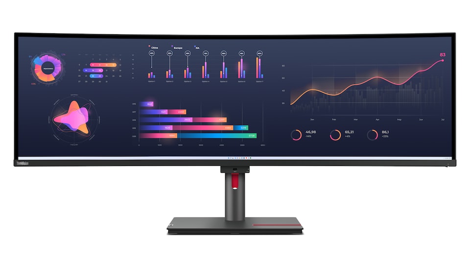 image 1 of Lenovo ThinkVision P49w-30, 124.5 cm (49 inches), 5120 x 1440 pixels, DQHD, LED, 6 ms, Black | Black | 119.8 cm