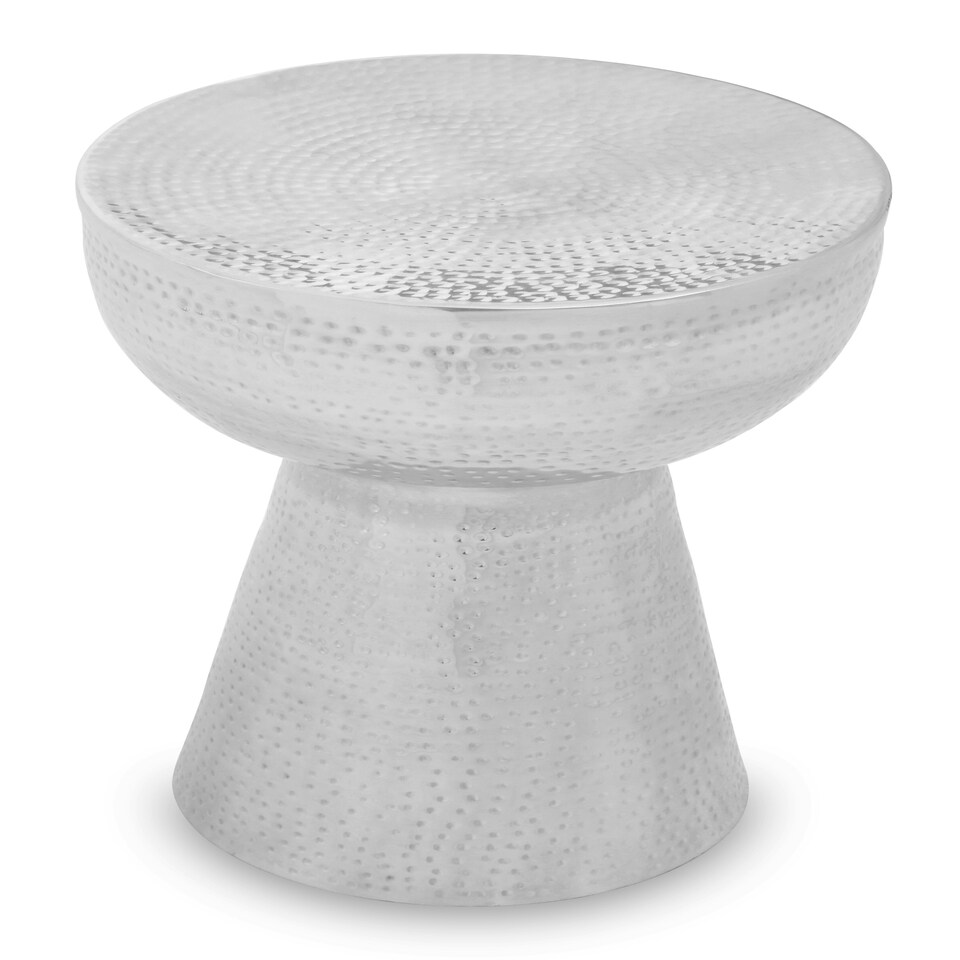 image 1 of Interiors by Premier Spacious Accent Table With Tapered Base, Aluminium Finish Side Table With Pedestal Base, Round Bedside Table Silver
