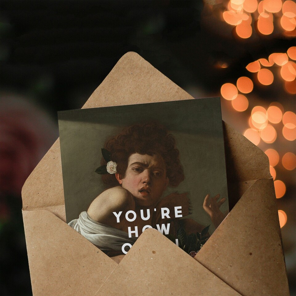 image 1 of Birthday Card You're How Old?! Shocked Caravaggio Painting Funny