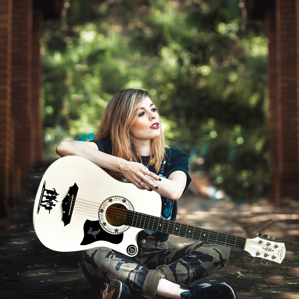 image 1 of CLASSIC 6 STRING 4/4 SIZE 38" ACOUSTIC GUITAR PACK BOYS GIRLS MUSIC GUITAR, WHITE