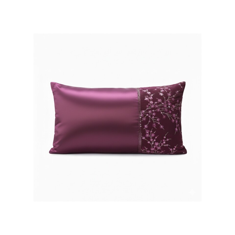 Embroidered Duvet Cover Set Luxury Bedding with Matching Accessories | Purple | One Size