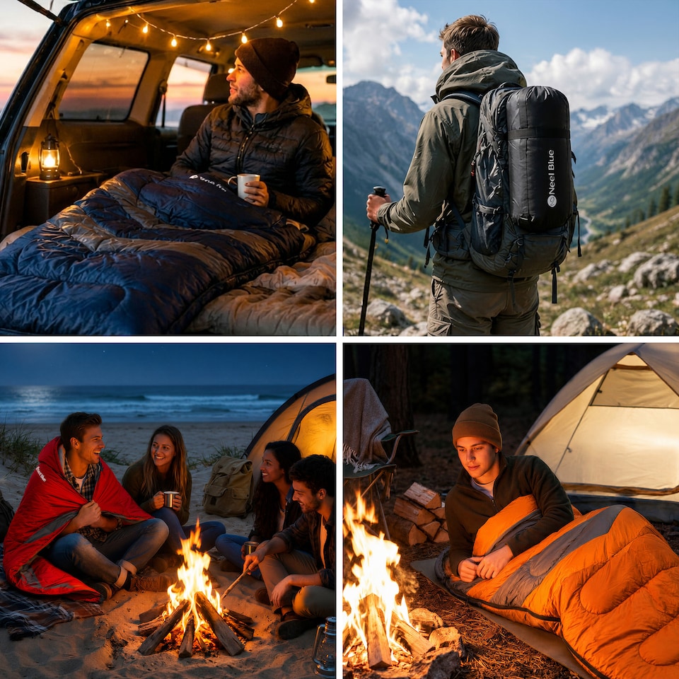 image 1 of 4 Season Waterproof Backpacking Sleeping Bag for Single Adults - 6ft