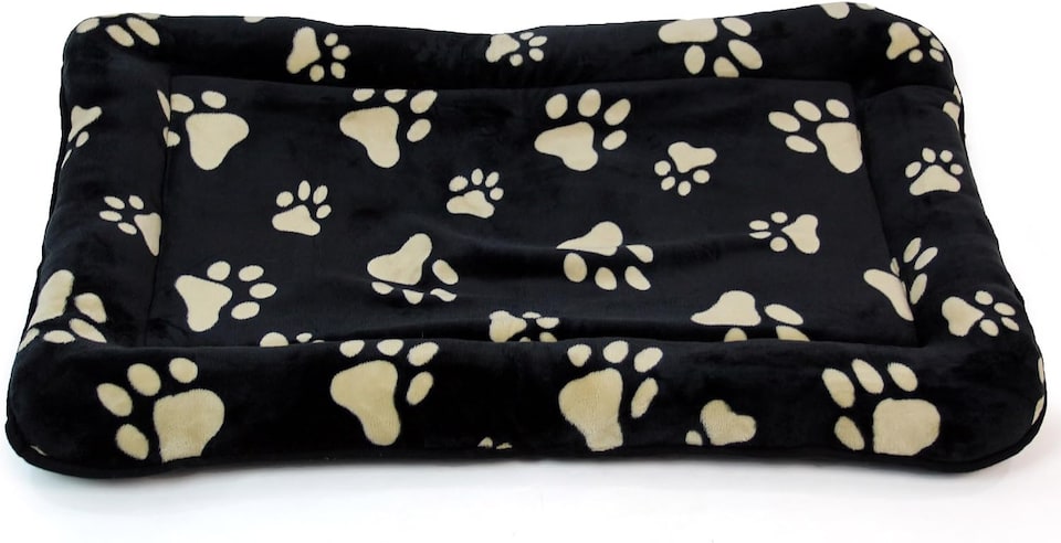 image 1 of Actiaspet Dog Puppy Cage Bed - Soft Machine Washable Faux Fur Cover with Paw Print Design (36")